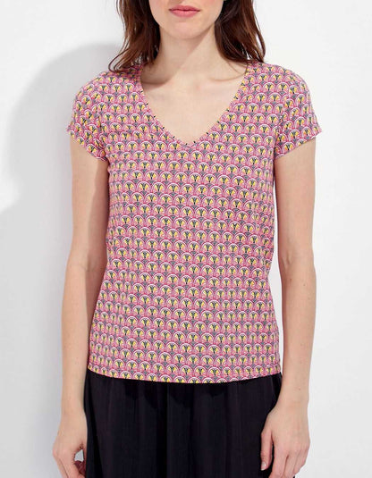 Tee-shirt col V imprimé DAKTARI