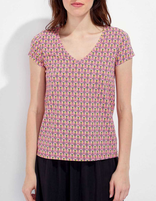 Tee-shirt col V imprimé DAKTARI
