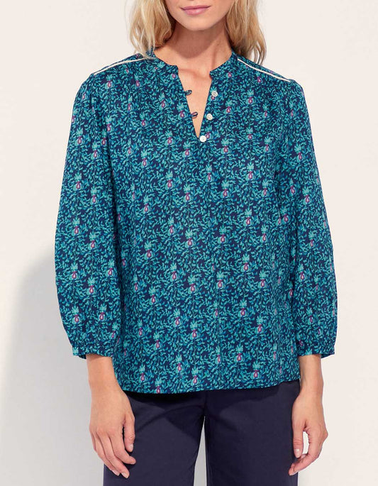 Blouse imprimée coton bio col tunisien RENATA