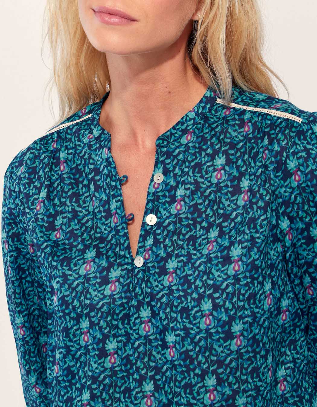 Blouse imprimée coton bio col tunisien RENATA