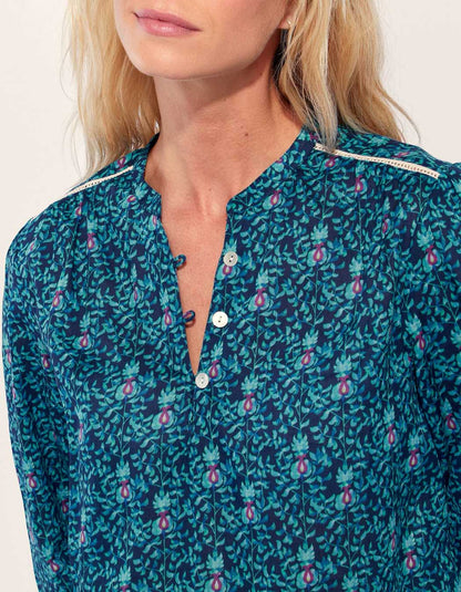 Blouse imprimée coton bio col tunisien RENATA