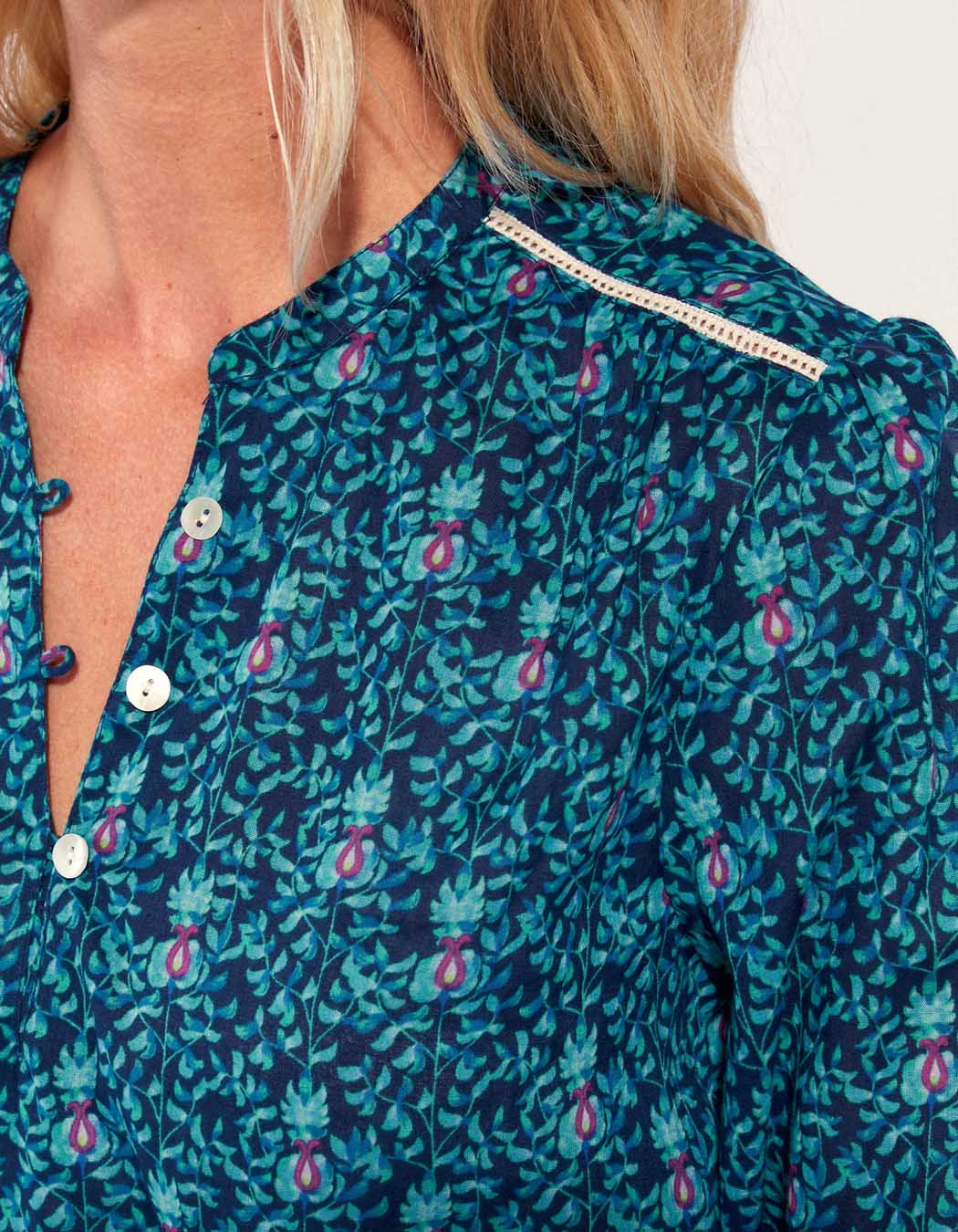 Blouse imprimée coton bio col tunisien RENATA