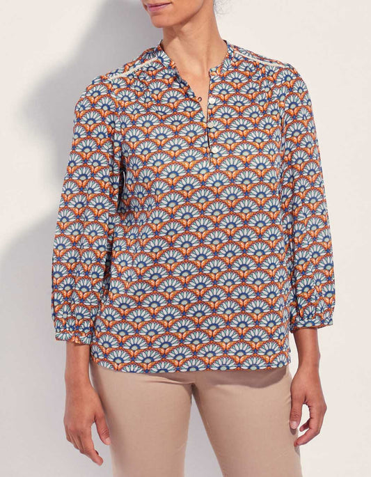 Blouse imprimée coton bio col tunisien RENATA