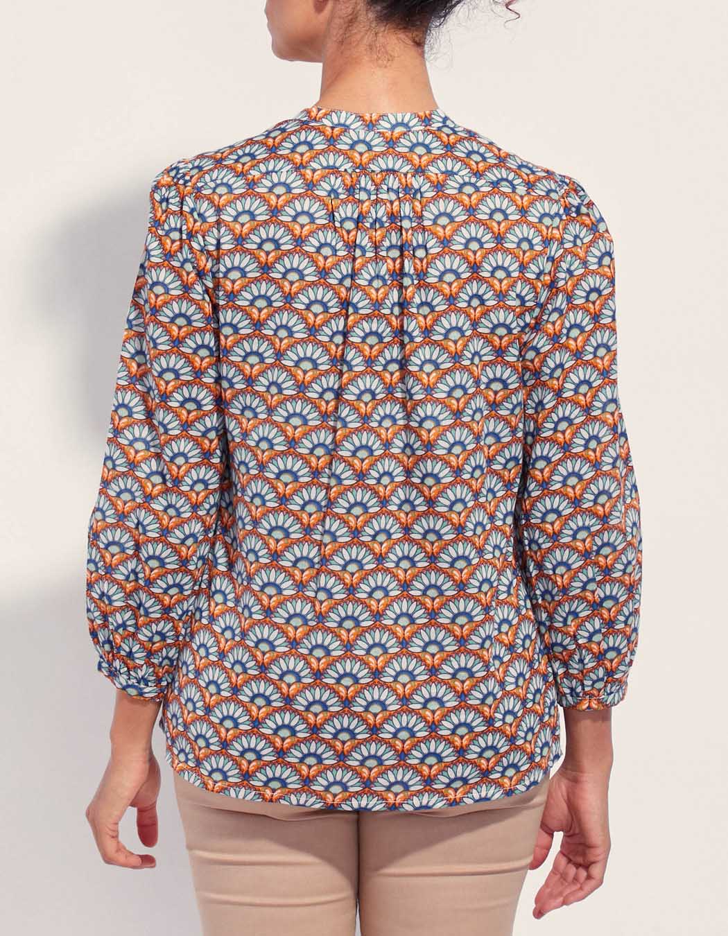 Blouse imprimée coton bio col tunisien RENATA