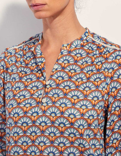 Blouse imprimée coton bio col tunisien RENATA