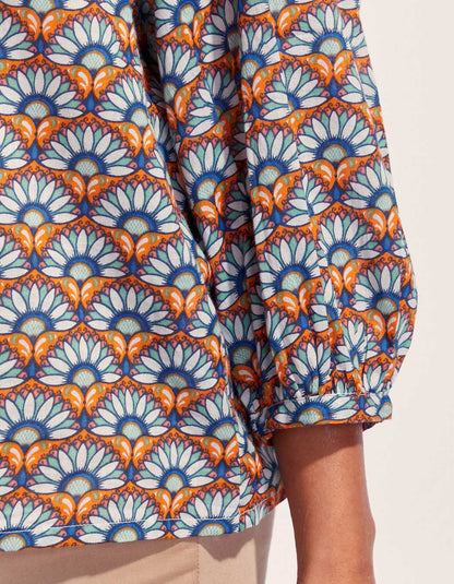 Blouse imprimée coton bio col tunisien RENATA