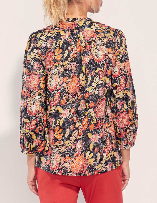 Blouse imprimée coton bio col tunisien RENATA