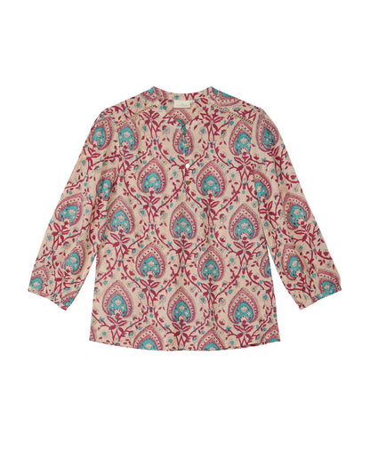 Blouse imprimée voile de coton bio col tunisien RENATA