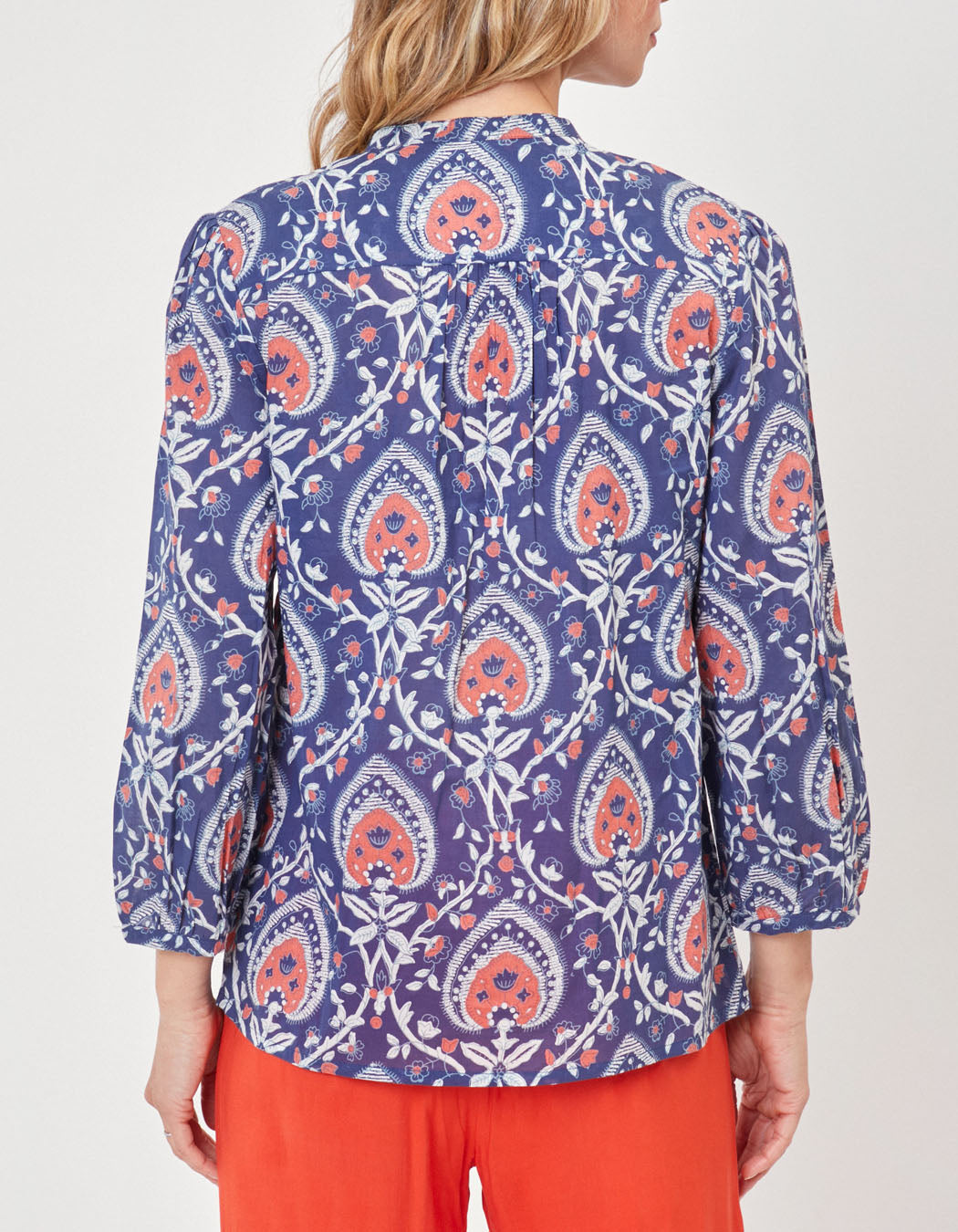 Blouse imprimée voile de coton bio col tunisien RENATA