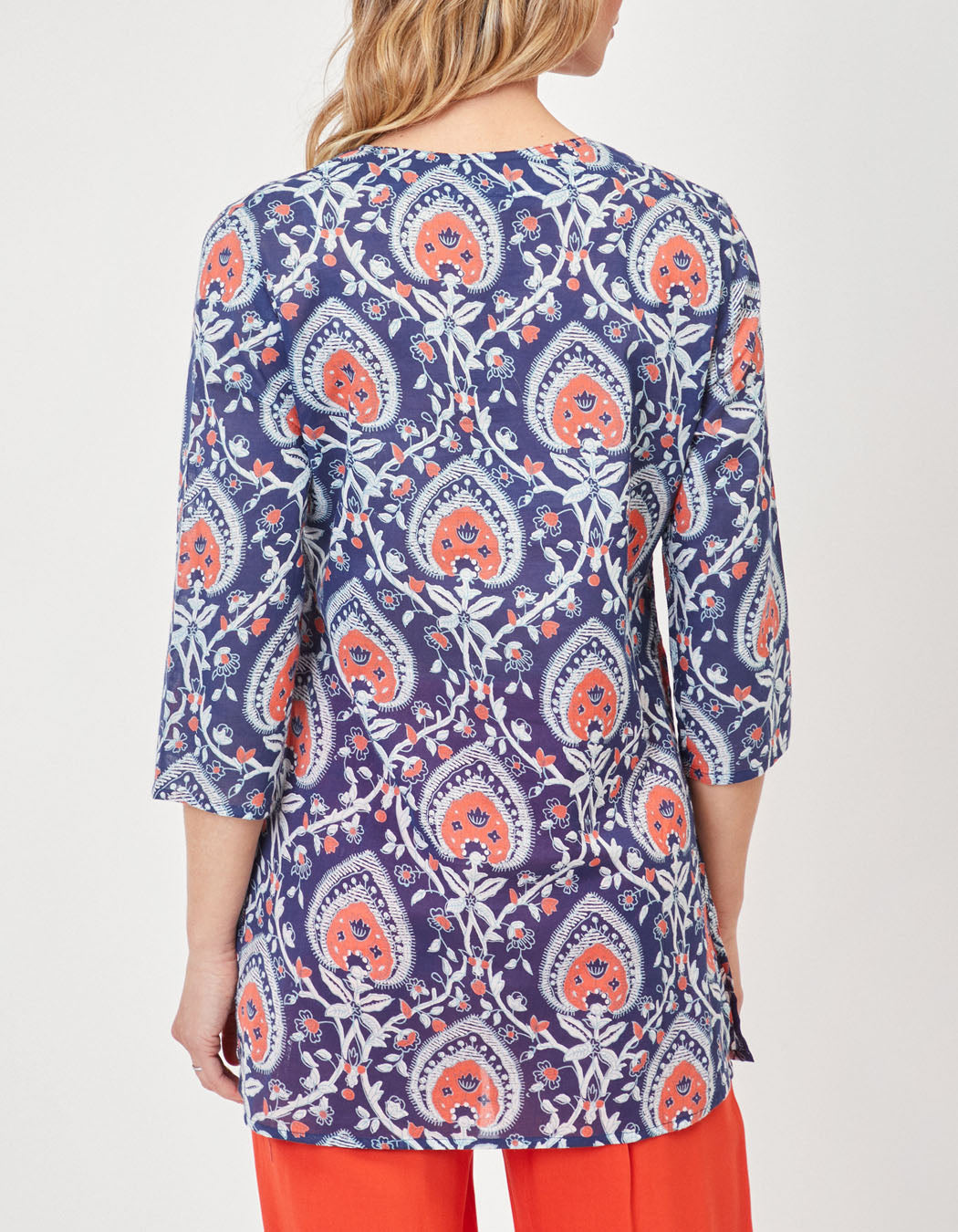 Blouse imprimée voile de coton bio col tunisien RENATA