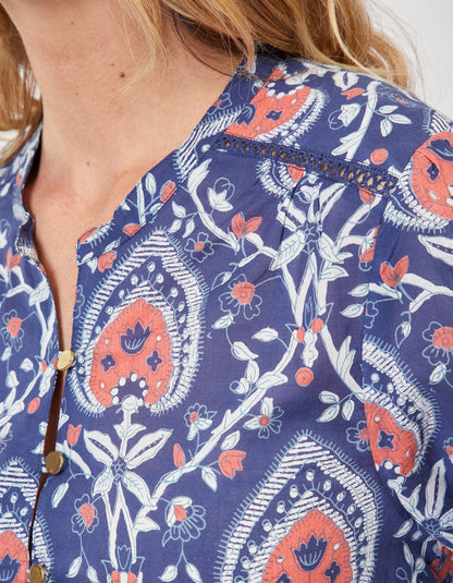 Blouse imprimée voile de coton bio col tunisien RENATA