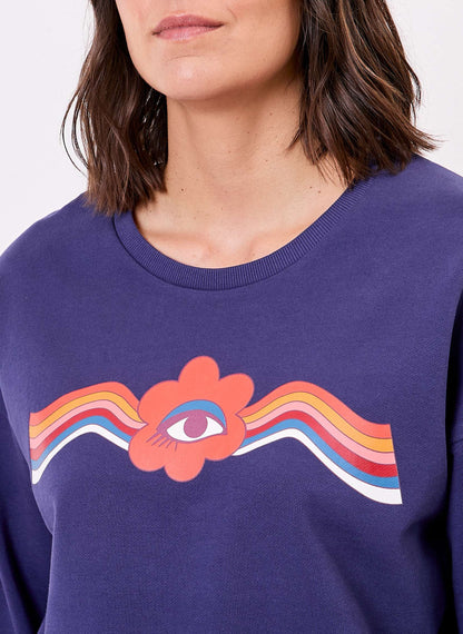 Sweat coton bio col rond PRUNE