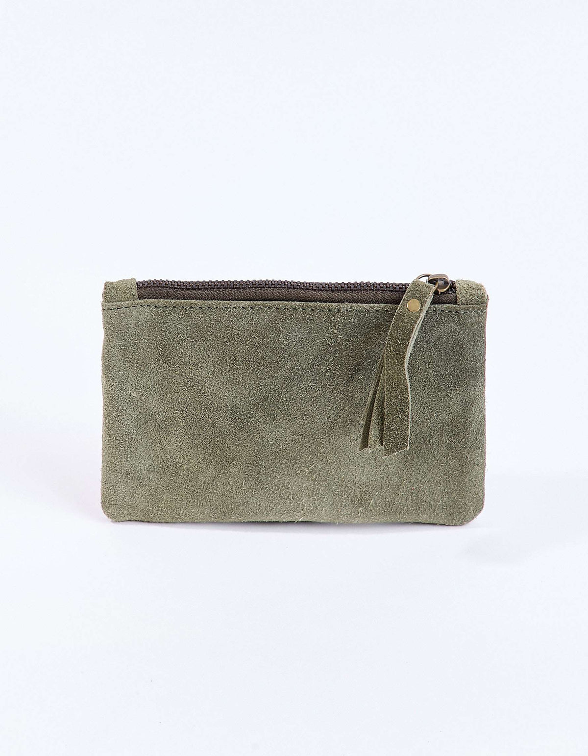 Petite pochette zippée en Suede de cuir YADAV