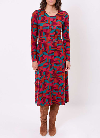 Robe midi imprimée maille fluide BANY