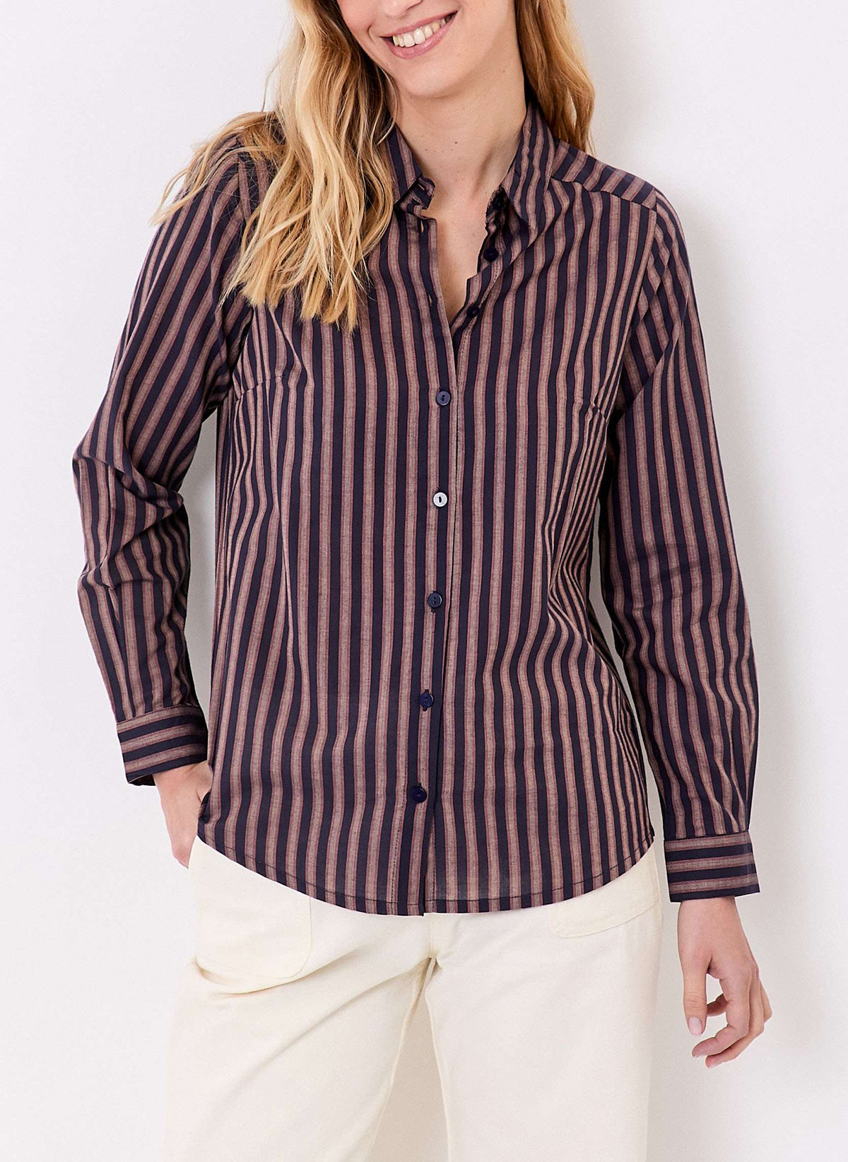Chemise rayée droite voile de coton bio FEBINY