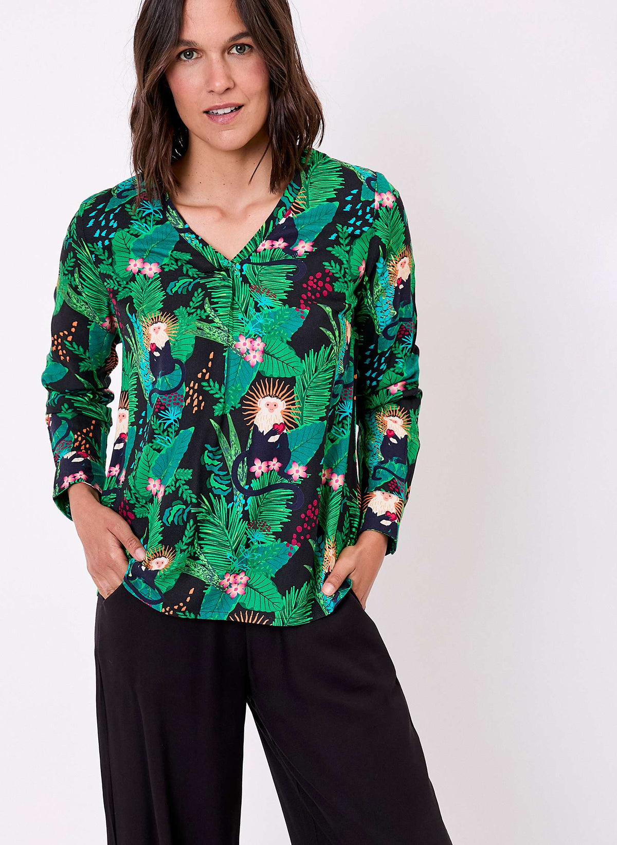 Blouse imprimée fluide évasée col V PALASI