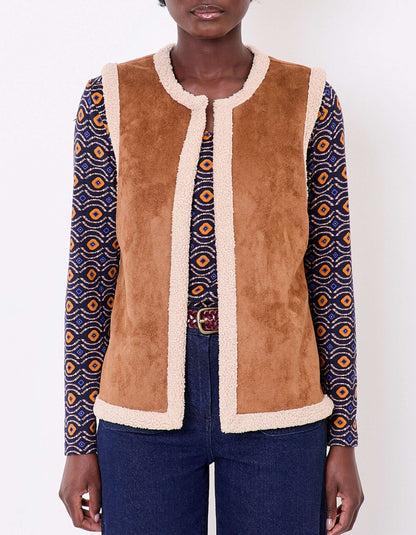 Gilet long sherpa sans manche réversible RISIA