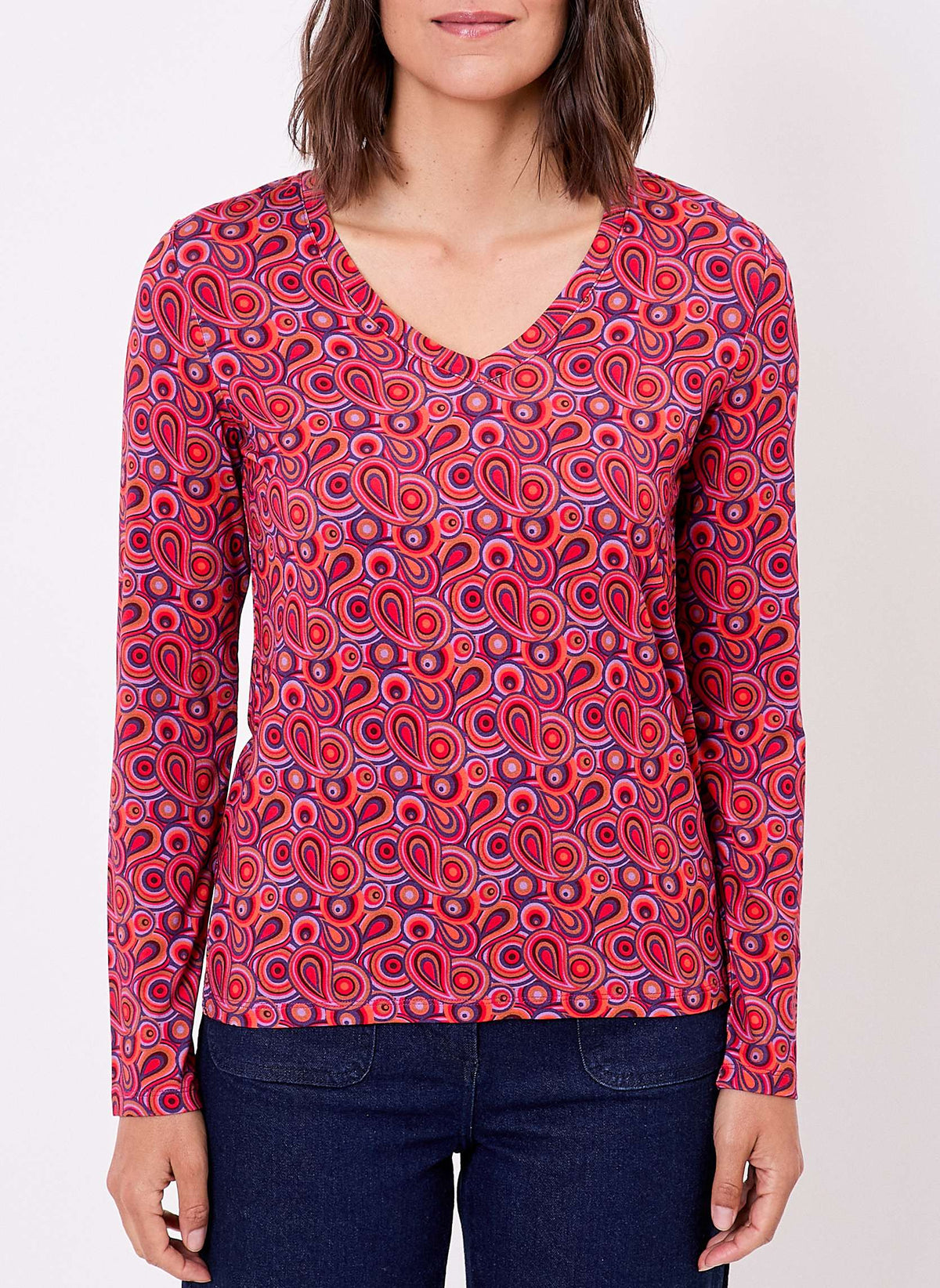 T-shirt imprimé maille fluide col V JULIA