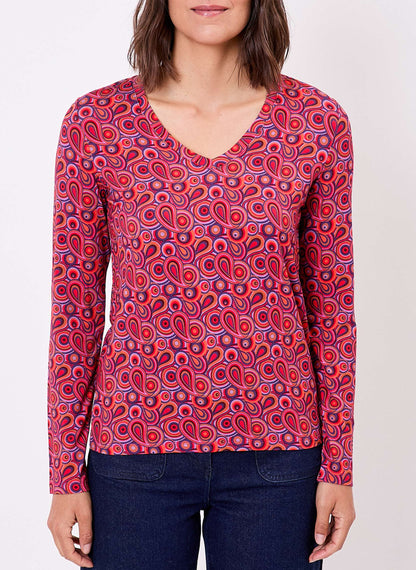 T-shirt imprimé maille fluide col V JULIA