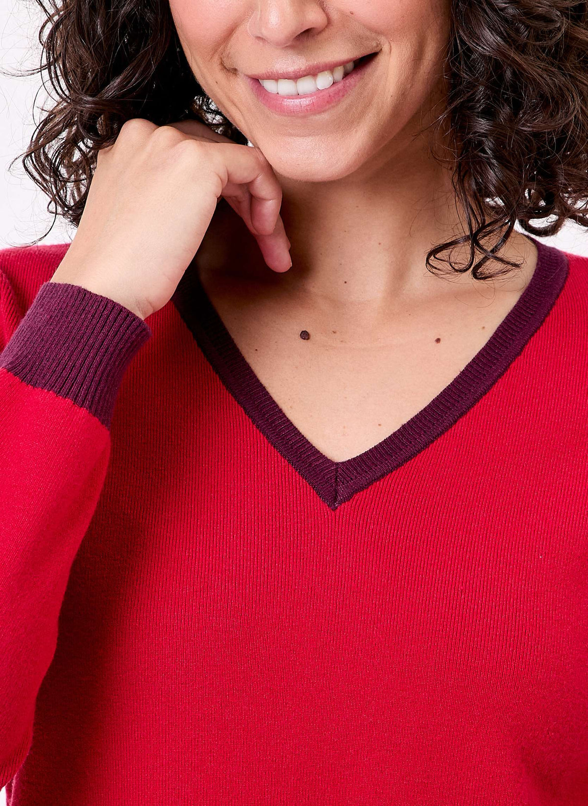 Pull maille épaisse col V ELI