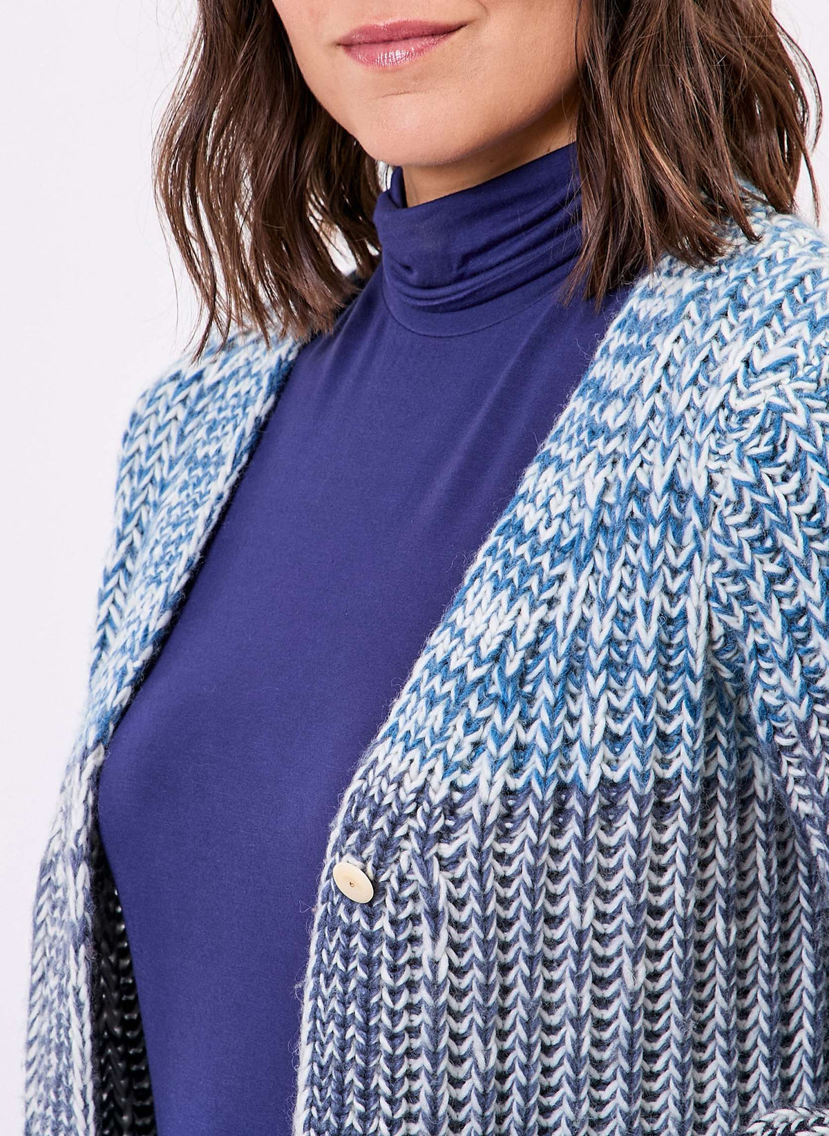 Gilet grosse maille chinée rayures PATORI