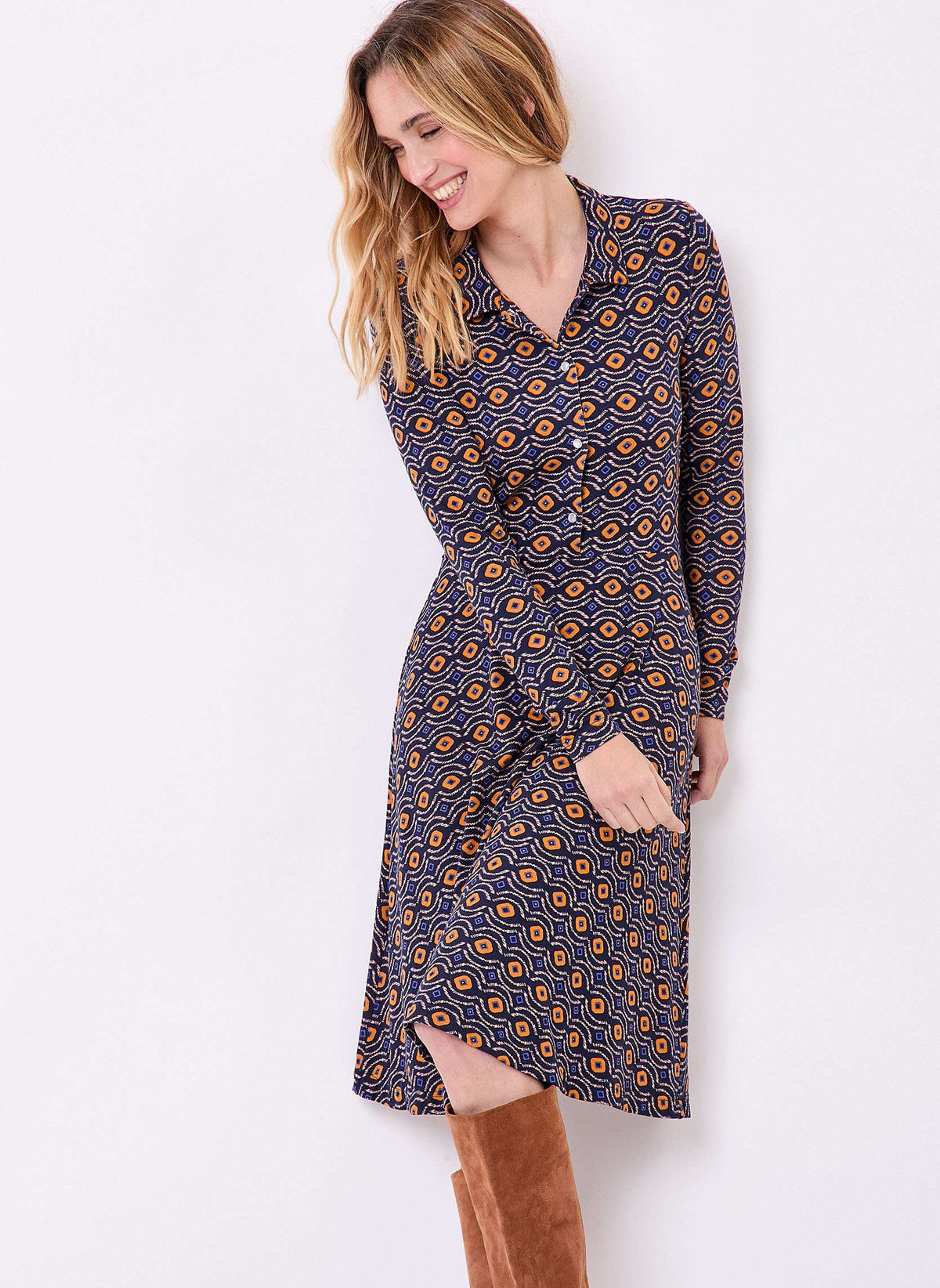 Robe chemise maille fluide imprimée SANDA