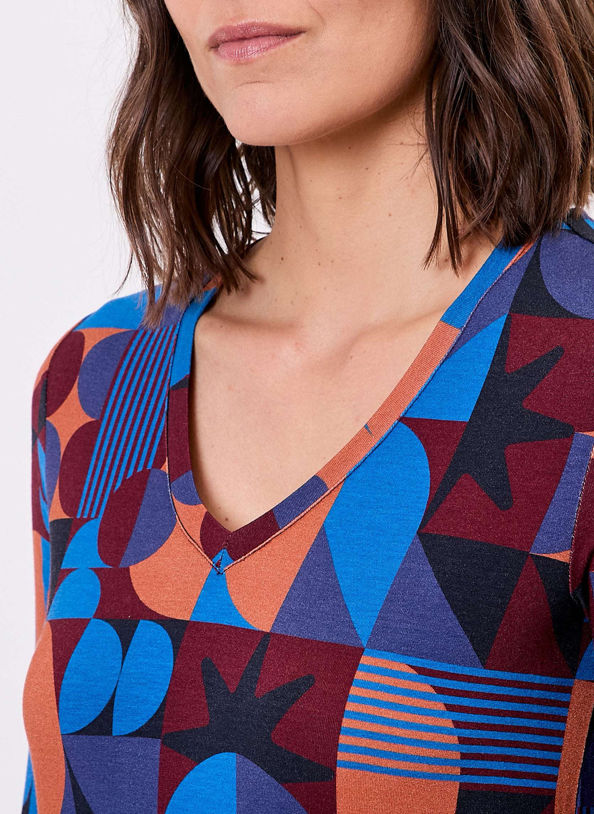 T-shirt imprimé maille fluide col V JULIA