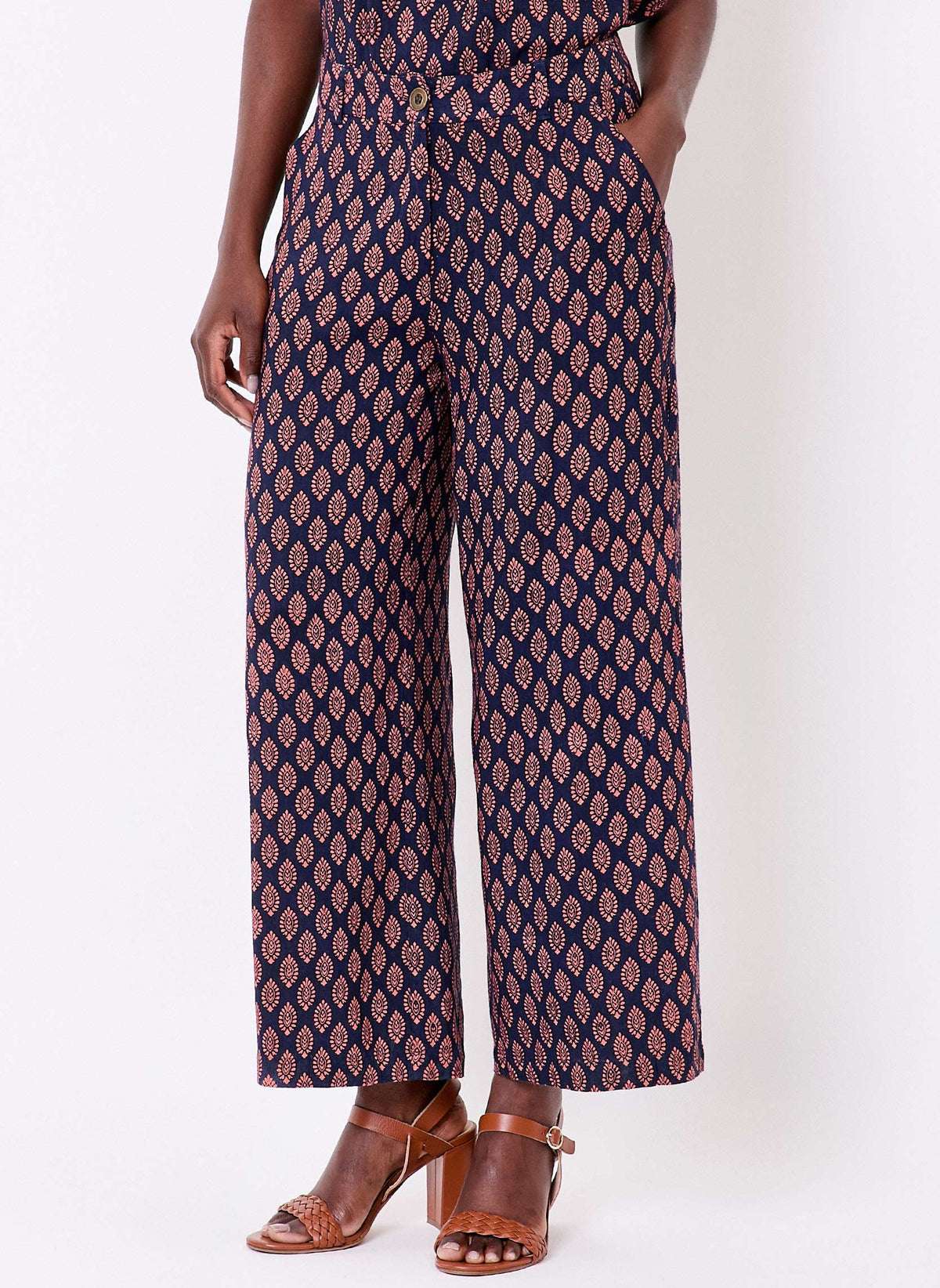 Pantalon imprimé large fluide 7/8 AMELIA