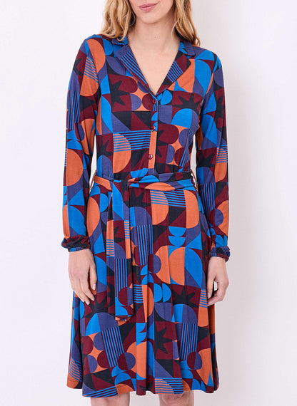 Robe imprimée maille fluide ceinturée EZONE