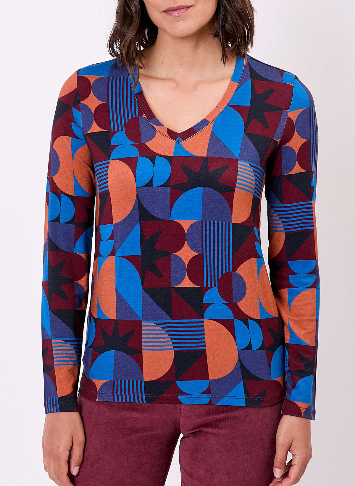 T-shirt imprimé maille fluide col V JULIA