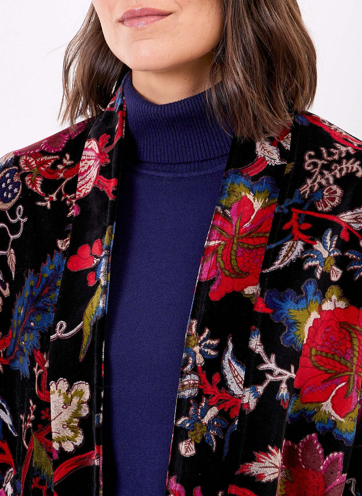 Veste Kimono velours imprimé indien DHARMA