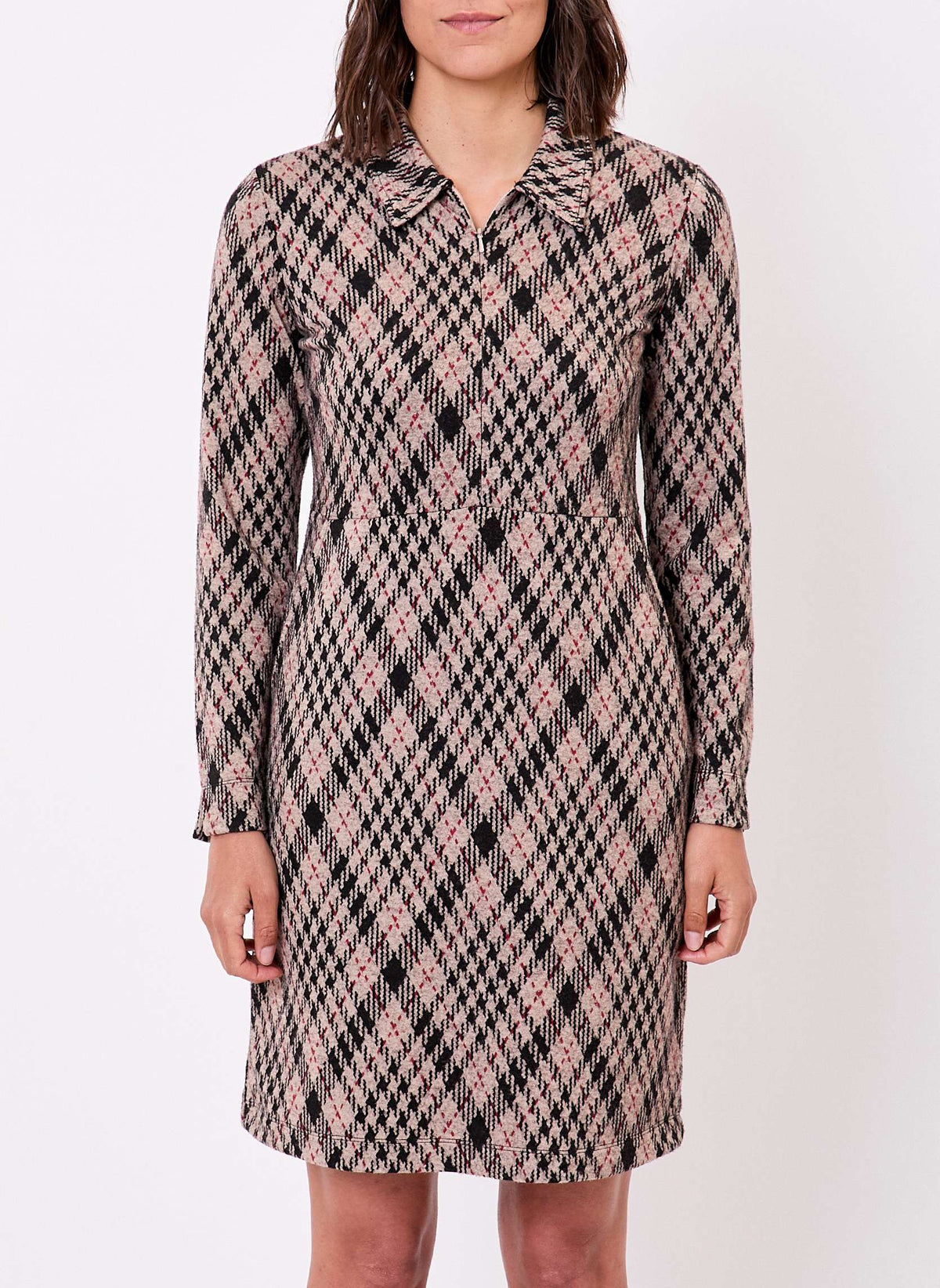 Robe maille jaquard recyclée col zippé CLELIE