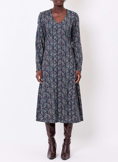 Robe midi fluide imprimée col V LAMANA