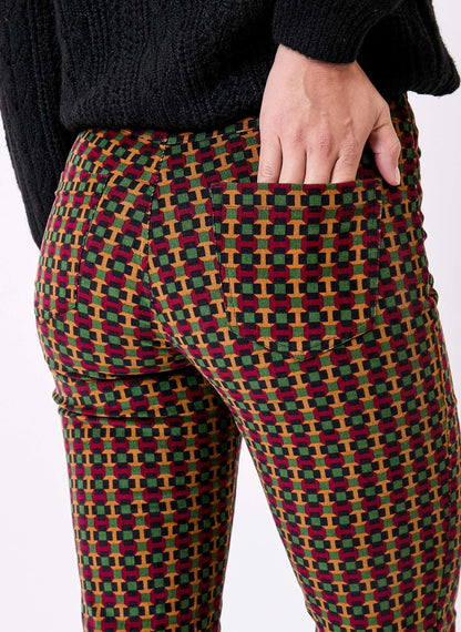 Pantalon flare velours imprimé côtelé LULU