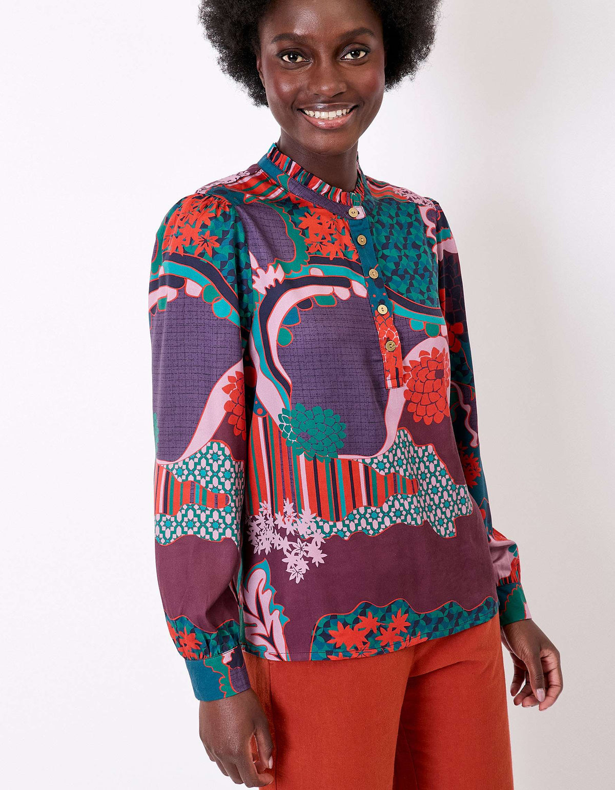 Blouse imprimée fluide volants BILL