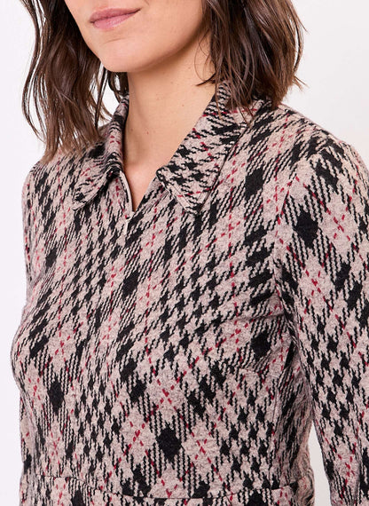 Robe maille jaquard recyclée col zippé CLELIE
