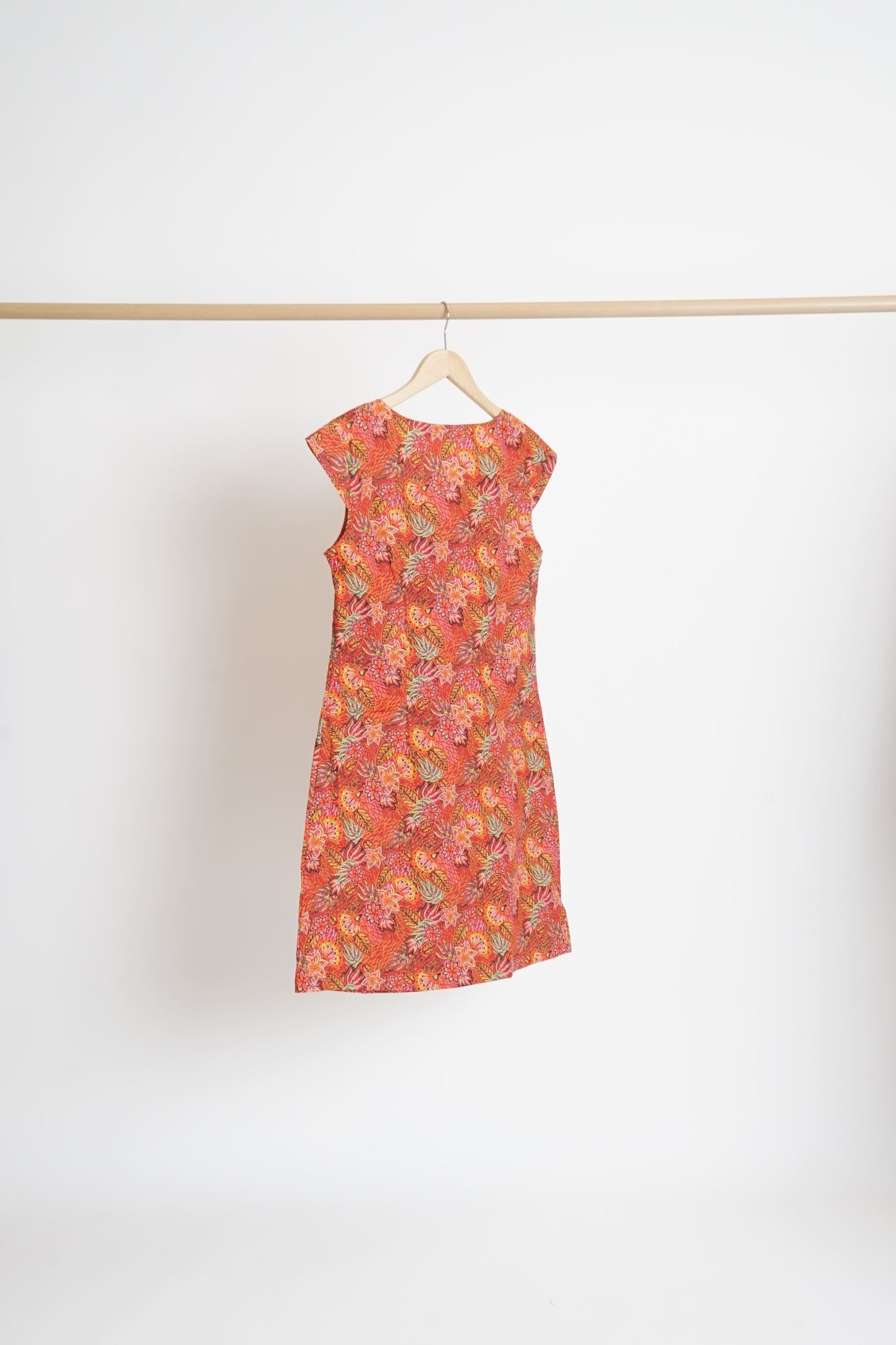 Robe coton imprimé col V sans manche OJANY