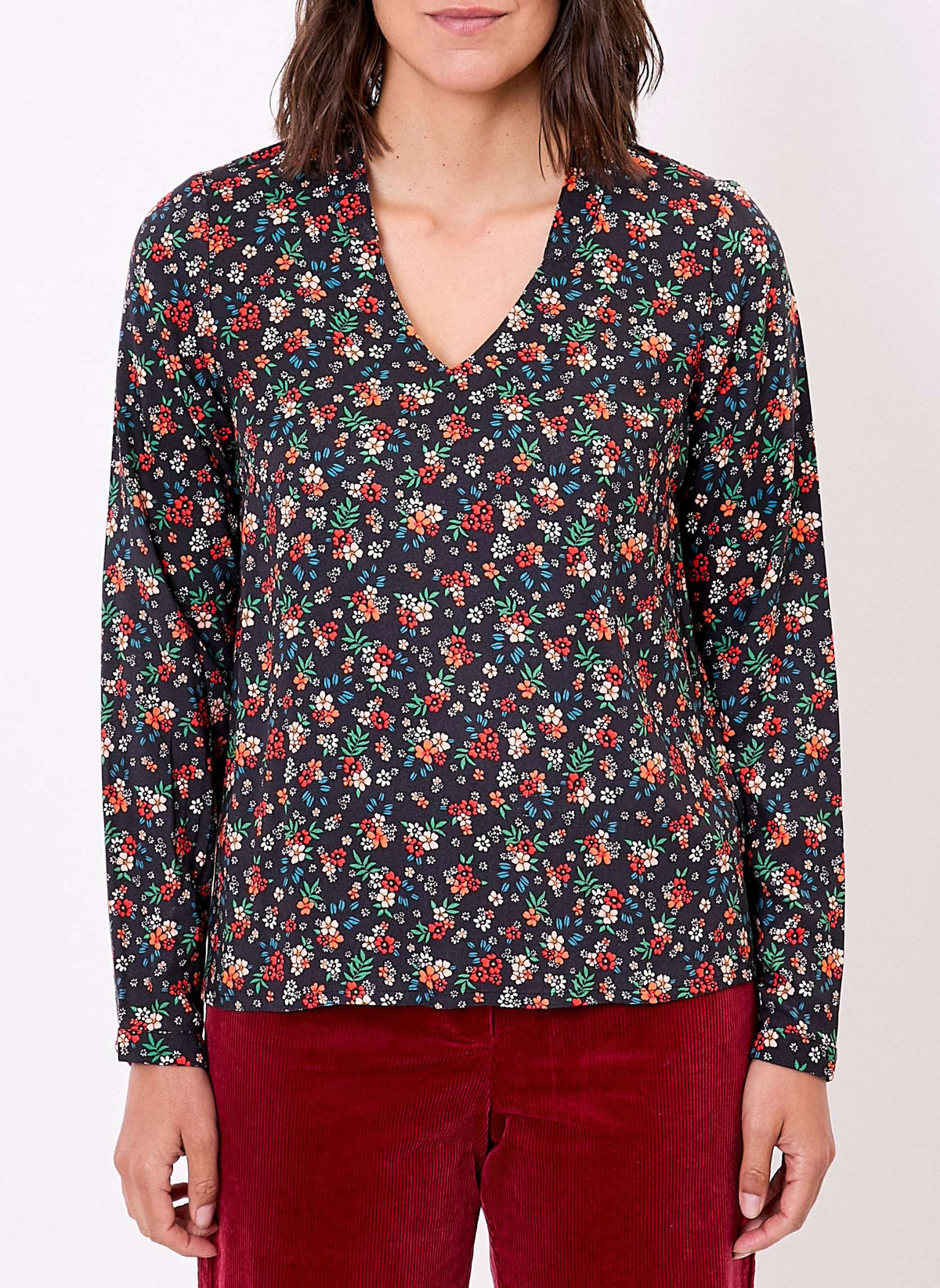 Blouse imprimée fluide col V GARYLY