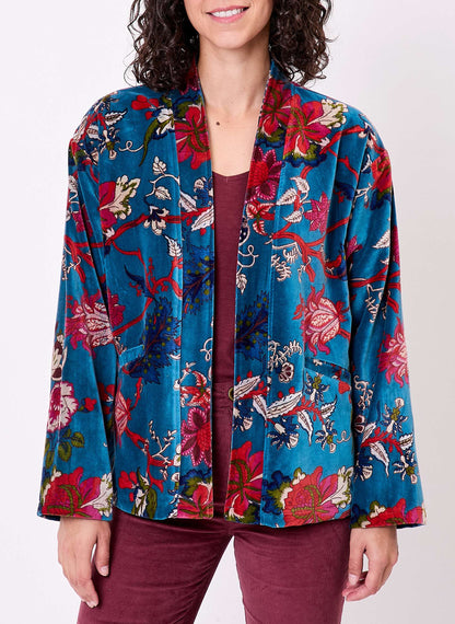 Veste Kimono velours imprimé indien DHARMA