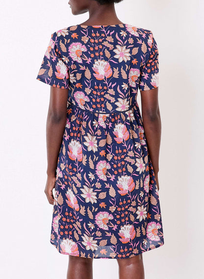 Robe imprimée évasée coton bio doublé SIWAN