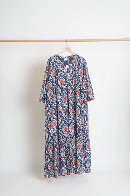 Robe longue imprimée voile de coton bio esprit bohème CATALEYA