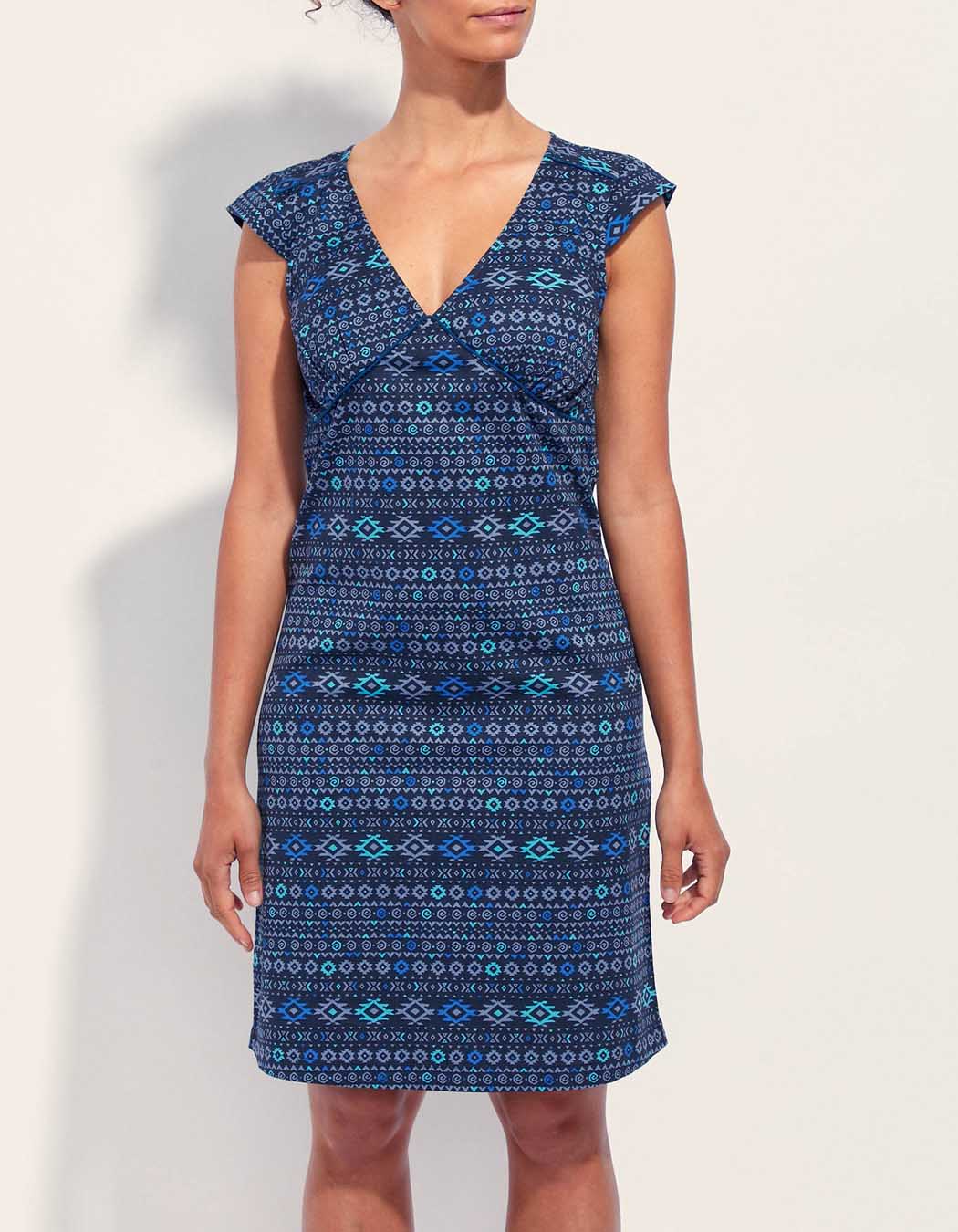 Robe coton imprimé col V sans manche OJANY