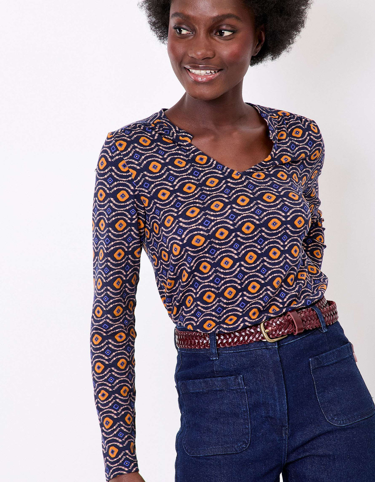 T-shirt imprimé fluide col V maille ORVAR