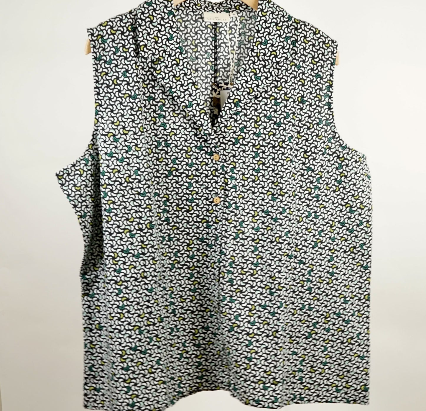 Chemisier imprimé sans manche coton lin ROSA