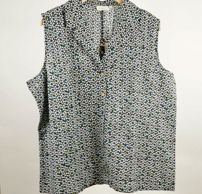 Chemisier imprimé sans manche coton lin ROSA