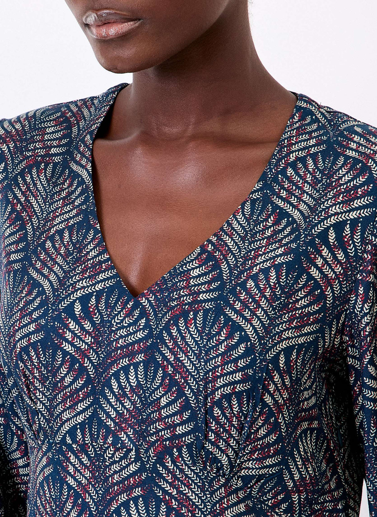 Robe midi fluide imprimée col V LAMANA