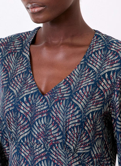Robe midi fluide imprimée col V LAMANA