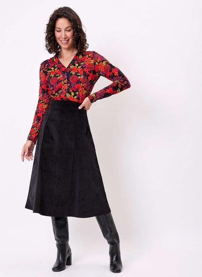 Jupe midi évasée velours bio KIMEE