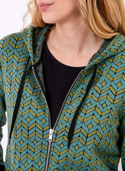 Sweat zippé maille jacquard YUMI