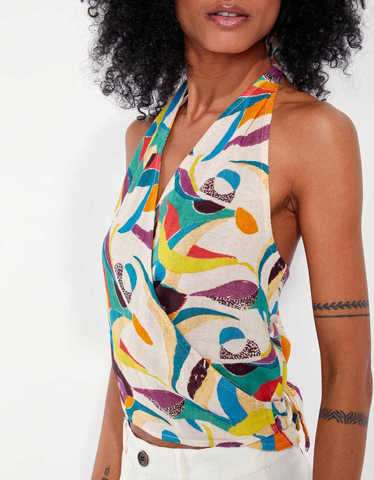 Top dos nu cache-cœur gaze de coton QUJA